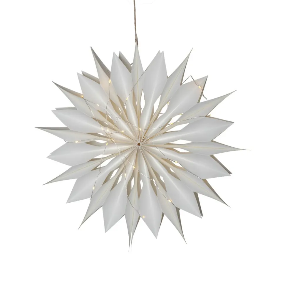 Dekostjerne Flinga papir hvit med magnet, batteri