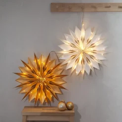 Dekostjerne Flinga papir hvit med magnet, batteri