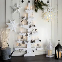 Dekostjerne Mini av metall, hvit