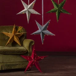 Dekostjerne Velvet med Dew Drop LED-lyslenke rød