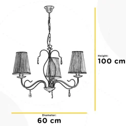 Delia lysekrone, bronsefarget, 3 lyskilder, Ø 60 cm