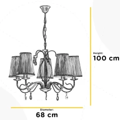 Delia lysekrone, bronsefarget, 5 lyskilder, Ø 68 cm