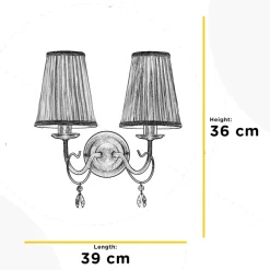 Delia vegglampe, bronsefarget, 2 lamper, bredde 25 cm