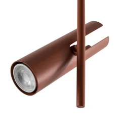 Downlight Leda 3, teglrød, 3 lyskilder, stål, høyde 76 cm