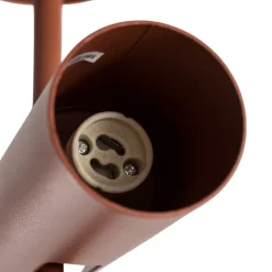 Downlight Leda 3, teglrød, 3 lyskilder, stål, høyde 76 cm