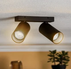 Downlight Mono II svart/innvendig gull 2 lyskilder