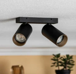 Downlight Mono II svart/innvendig gull 2 lyskilder