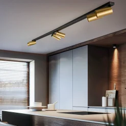 Downlight Mono VI svart/messing 6 lyskilder