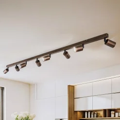 Downlight Top, justerbar, brun, 8 lyskilder, lineær