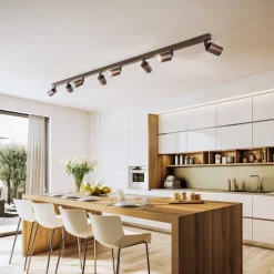 Downlight Top, justerbar, brun, 8 lyskilder, lineær