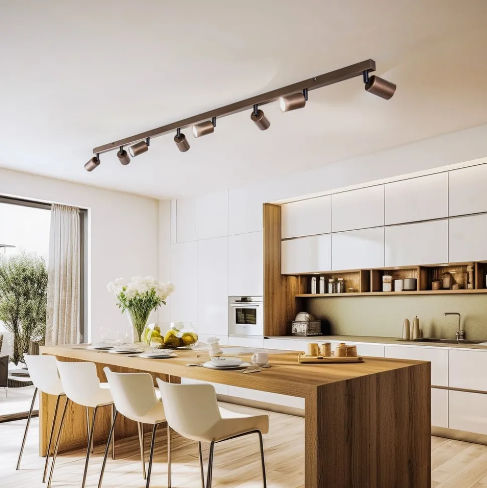 Downlight Top, justerbar, brun, 8 lyskilder, lineær