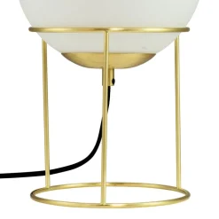 Dyberg Larsen bordlampe Madrid, opal/messingfarget, 34 cm