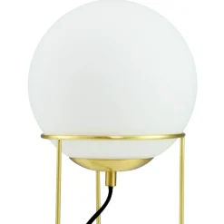 Dyberg Larsen bordlampe Madrid, opal/messingfarget, 34 cm