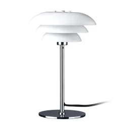 Dyberg Larsen DL20 bordlampe, glass-skjerm, krom