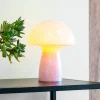 Dyberg Larsen Mushroom bordlampe, rosa, høyde 23 cm, glass