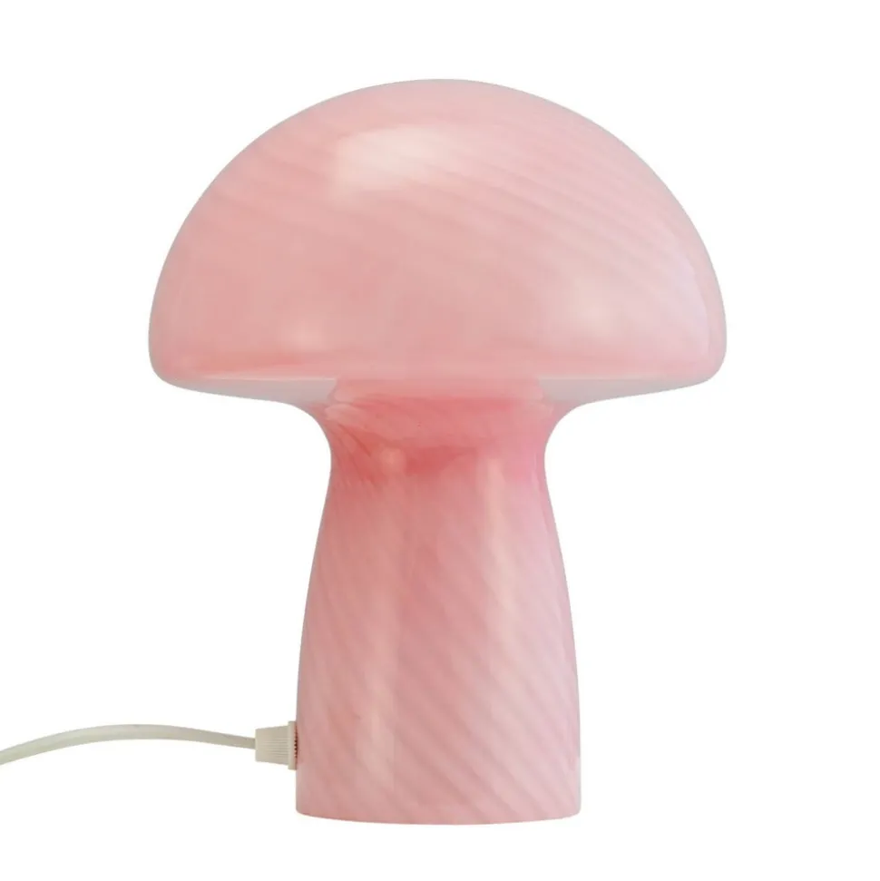 Dyberg Larsen Mushroom bordlampe, rosa, høyde 23 cm, glass