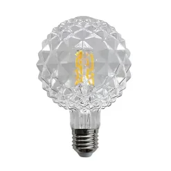 E27 3,8W LED-pære G95 2 700 K struktur klart 5 stk