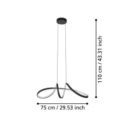 EGLO connect LED-hengelampe Calarossa-Z, svart, aluminium