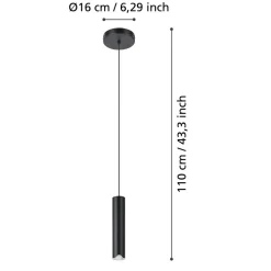 EGLO connect LED-hengelampe Balamorta-Z, 1 lyskilde, svart