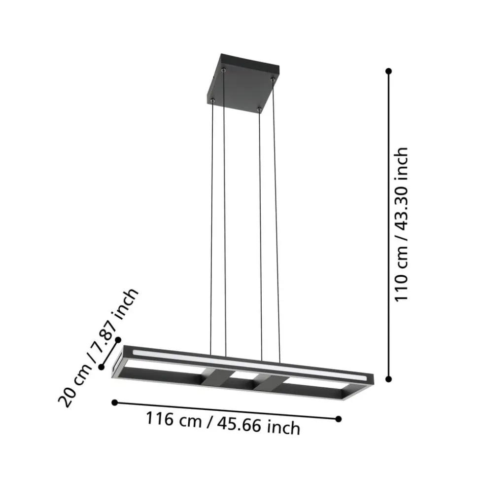 EGLO connect LED-hengelampe Savilanas-Z, 77 cm, svart