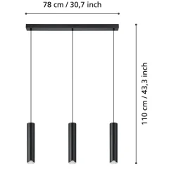 EGLO connect LED-hengelampe Balamorta-Z, 3 lyskilder, svart