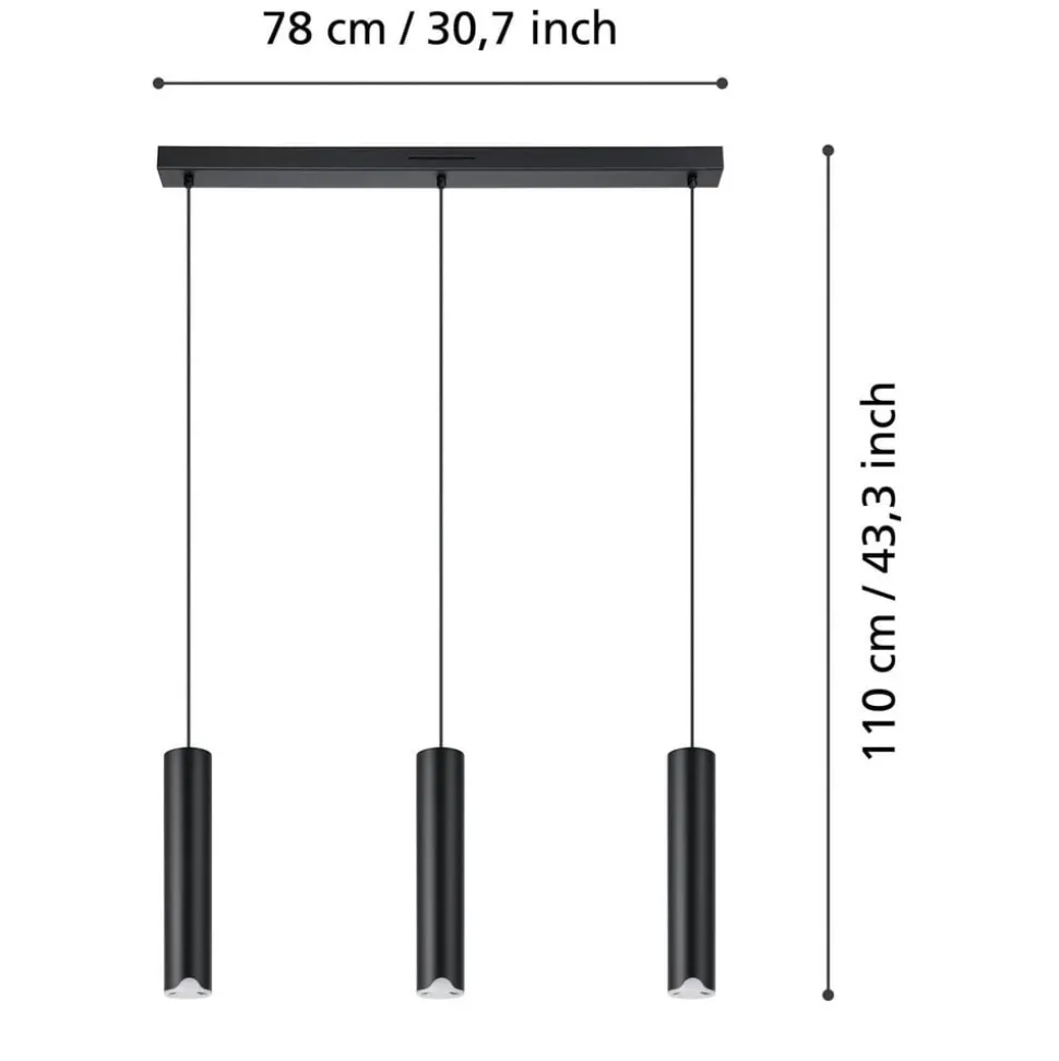 EGLO connect LED-hengelampe Balamorta-Z, 3 lyskilder, svart