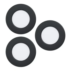 EGLO connect LED-innfellingslampe Fueva 6-Z, svart, sett med 3 stk