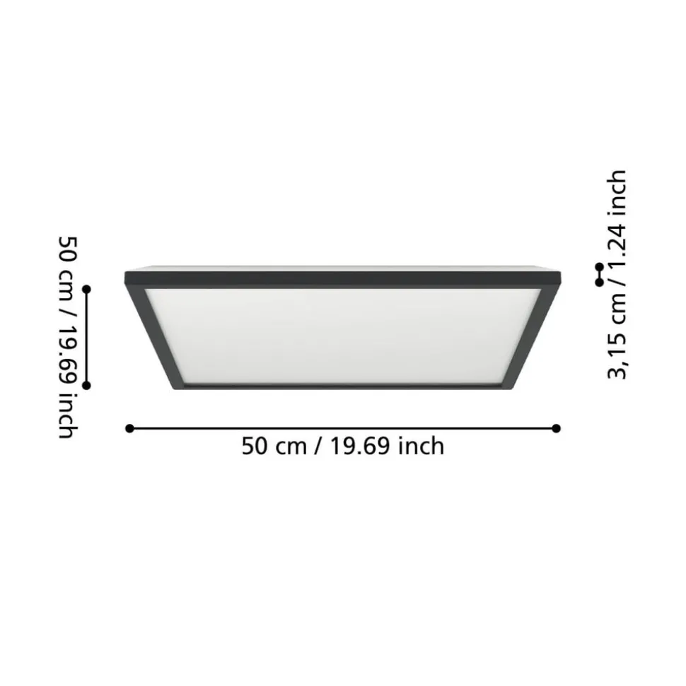 EGLO connect LED-taklampe Rovito-Z, svart, 50 x 50 cm