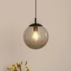 Esme hengelampe, Ø 25 cm, røykgrå, glass, globe, E27