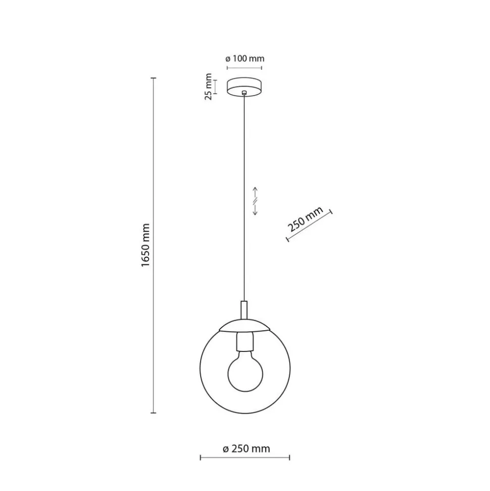 Esme hengelampe, Ø 25 cm, transparent, glass, globus, E27