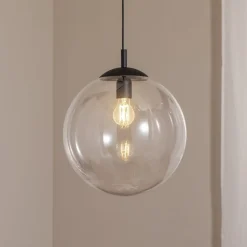 Esme hengelampe, Ø 35 cm, transparent, glass, globe, E27