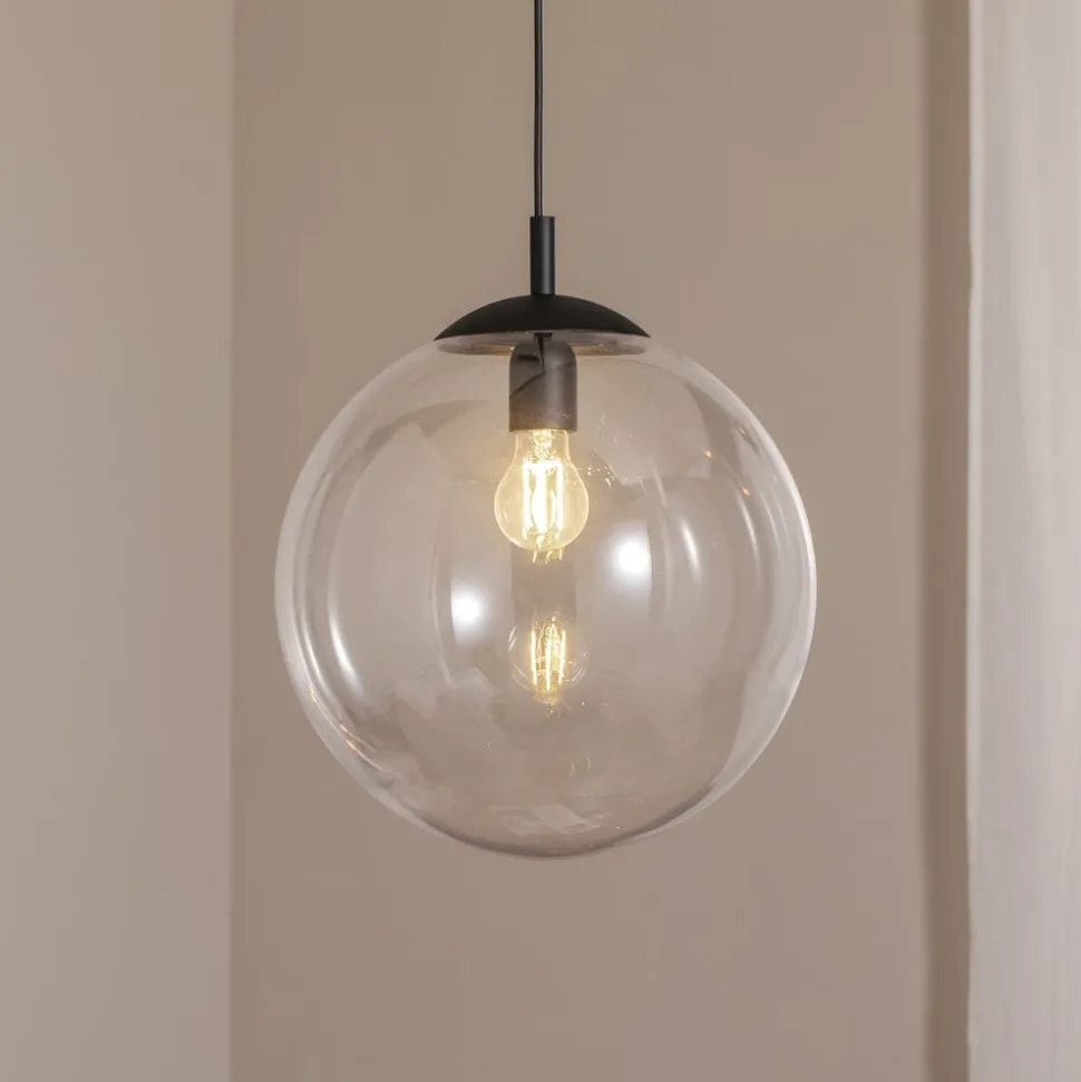 Esme hengelampe, Ø 35 cm, transparent, glass, globe, E27