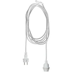 E27-sokkel med Ute-kabel, 2,5 m, hvit