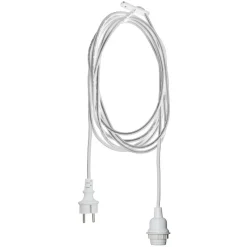 E27-sokkel med Ute-kabel, 2,5 m, hvit
