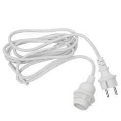 E27-sokkel med Ute-kabel, 2,5 m, hvit