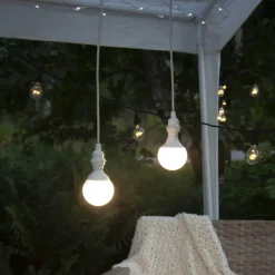 E27-sokkel med Ute-kabel, 5 m, hvit