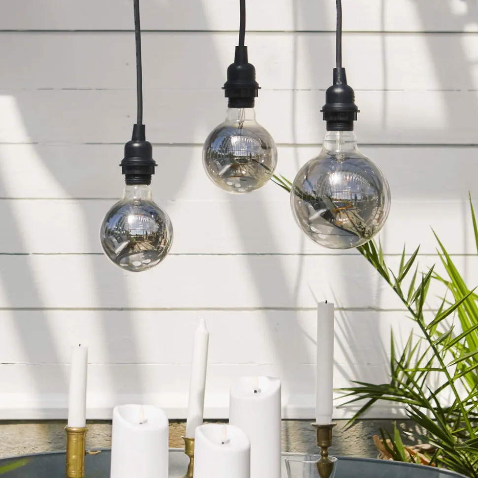 E27-stikkontakt med Ute-kabel, 5 m, svart