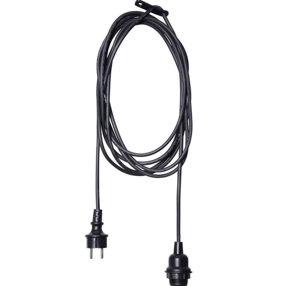 E27-stikkontakt med Ute-kabel, 2,5 m, svart