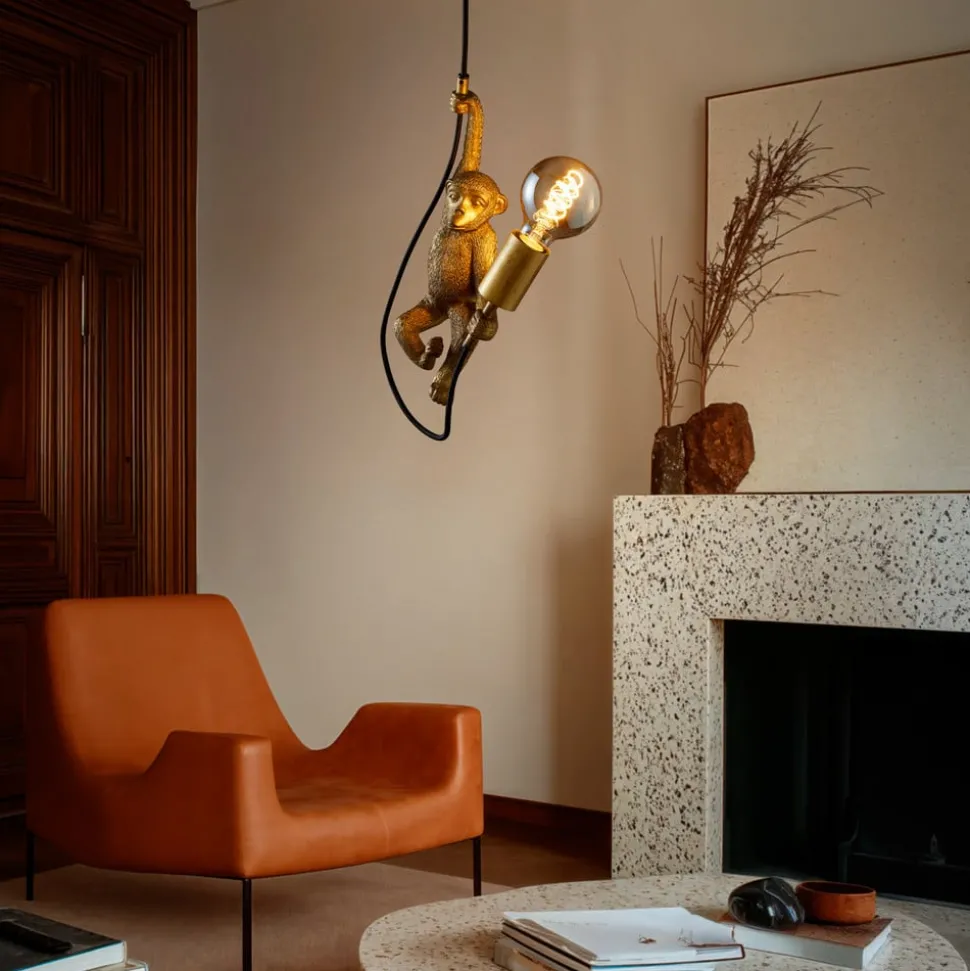 Extravaganza Chimpanse pendellampe, gull matt/svart