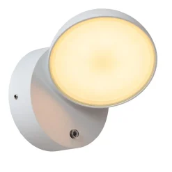 Finn LED-vegglampe, hvit, metall, IP54, dag/natt-sensor
