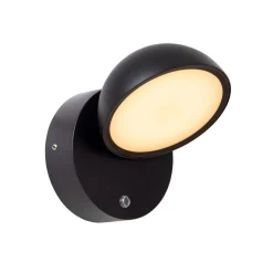 Finn LED-vegglampe, svart, IP54, dag/natt-sensor