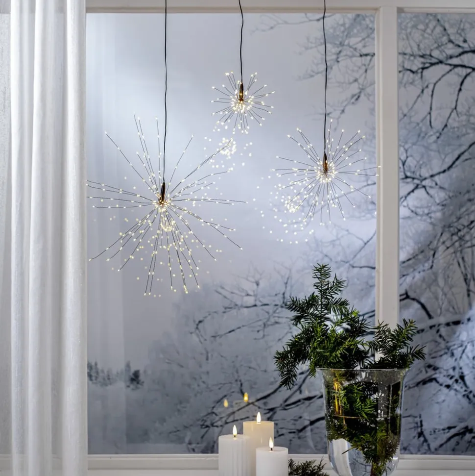 Firework LED-hengelampe, svart, metall, Ø 26 cm, støpsel