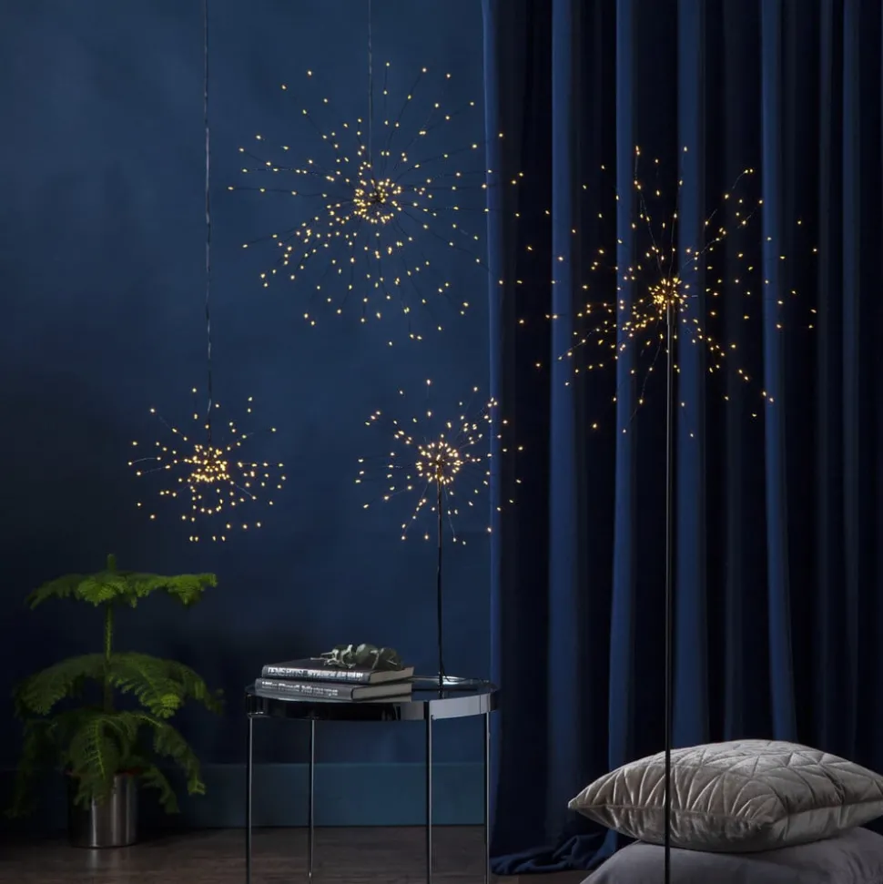 Firework LED-hengelampe, svart, metall, Ø 26 cm, støpsel