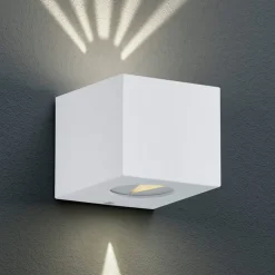 Firkantet, utendørs LED-vegglampe Cordoba, hvit