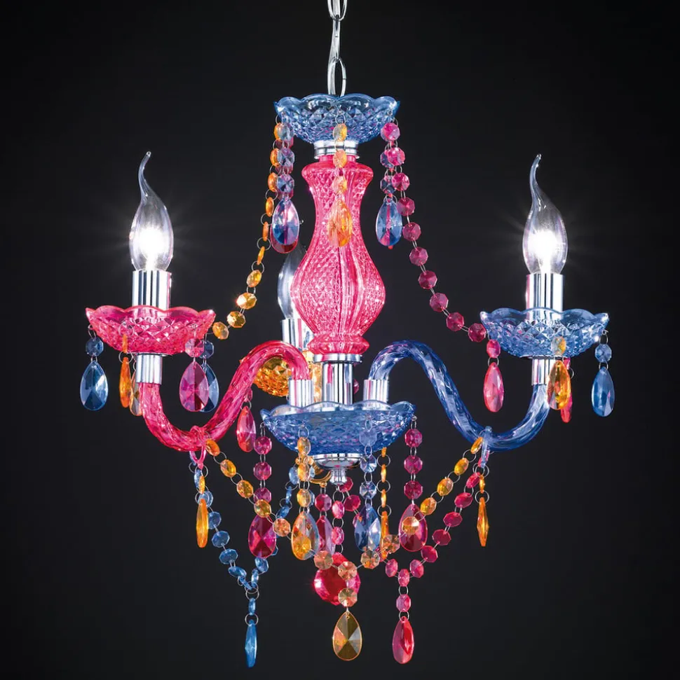 Flerfarget lysekrone Perdita med akrylpåheng