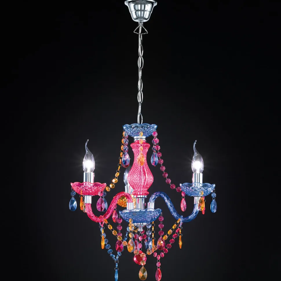 Flerfarget lysekrone Perdita med akrylpåheng