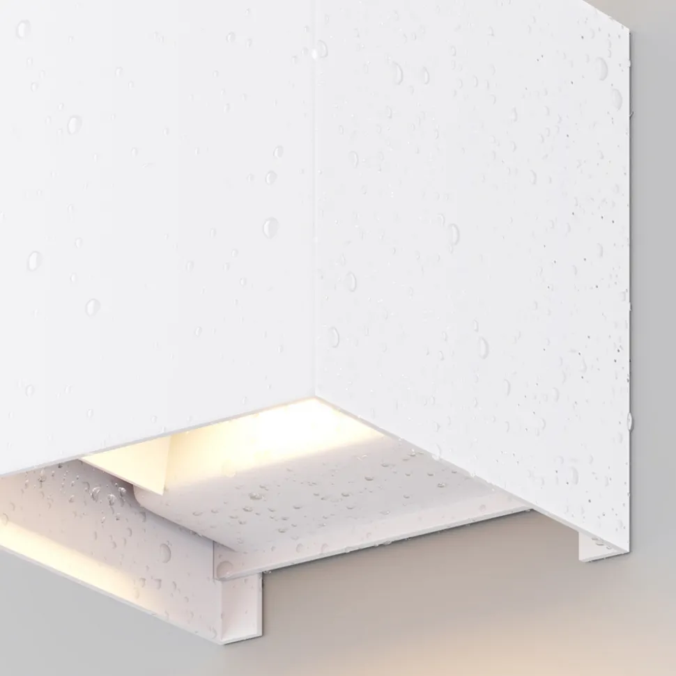 Fulton utendørs LED-vegglampe, 10x10cm, hvit