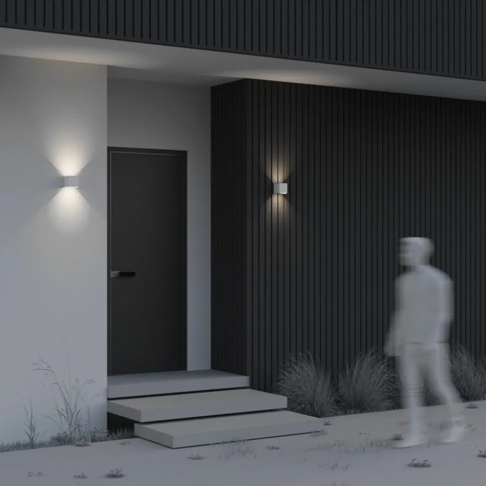 Fulton utendørs LED-vegglampe, 10x10cm, hvit