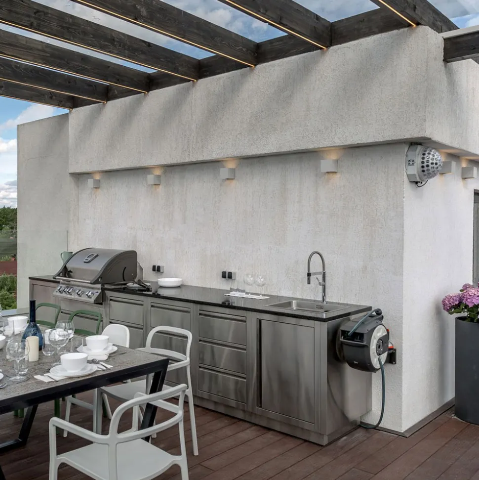 Fulton utendørs LED-vegglampe, 10x10cm, hvit