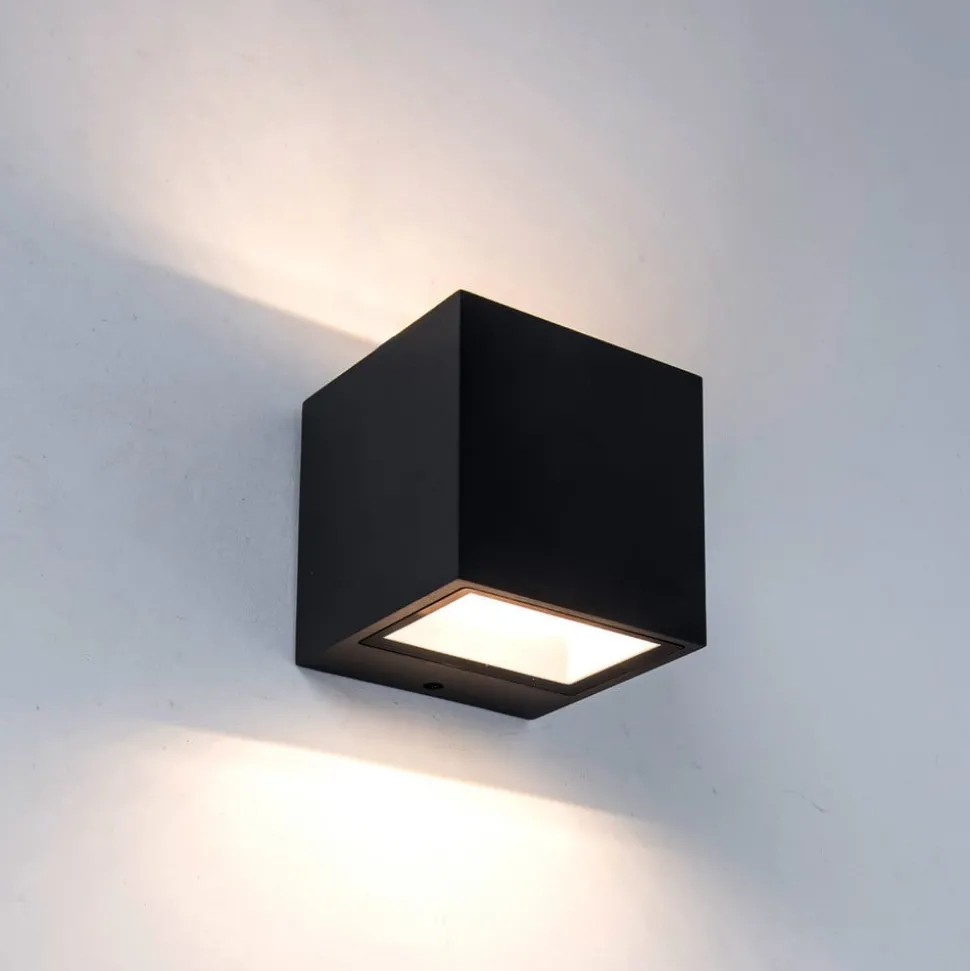 Gemini utendørs LED-vegglampe matt svart 8,8cm